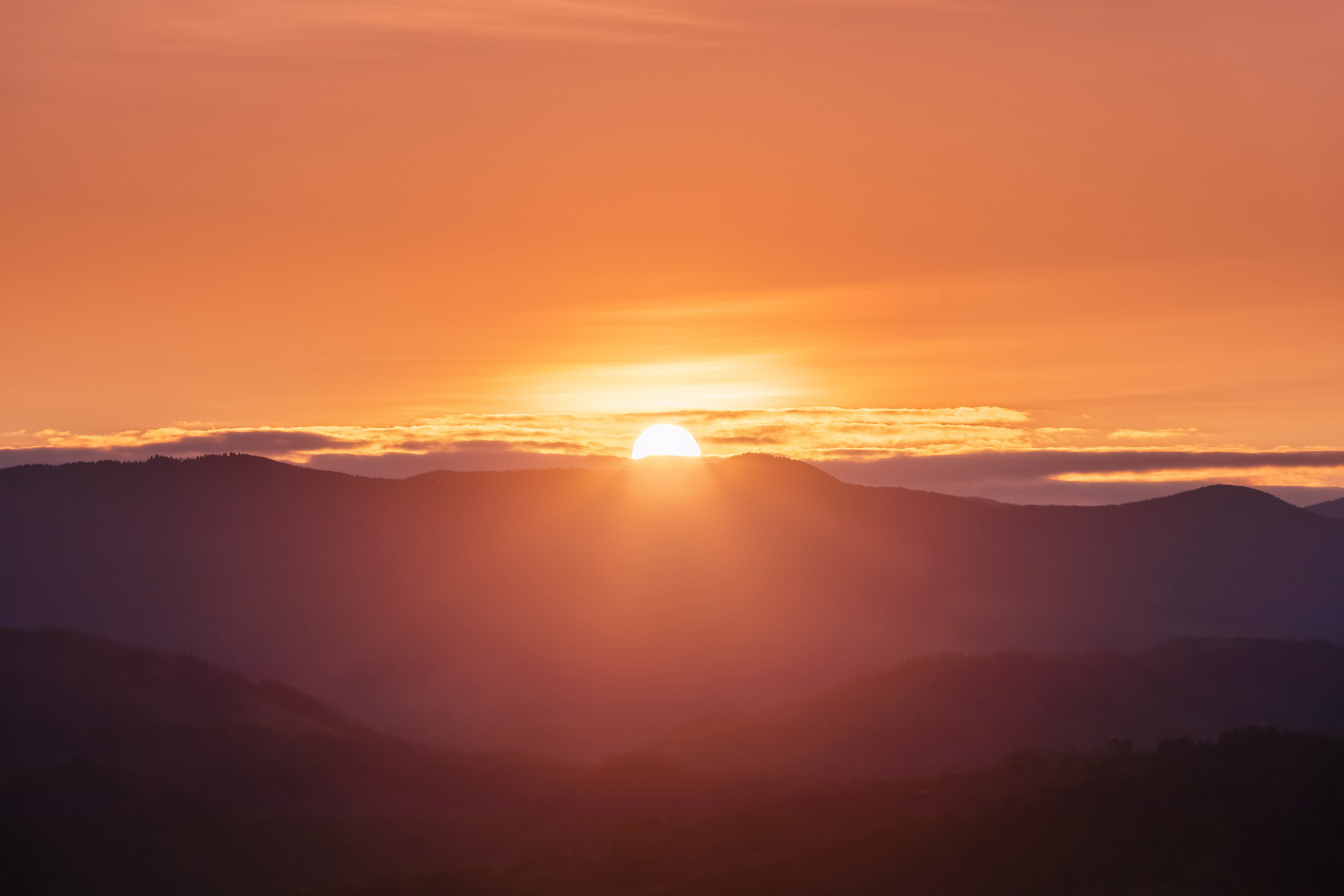 sunset over mountains