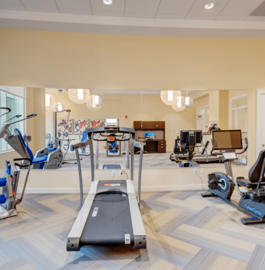 Senior fitness room at Oak Trace Senior Living Community